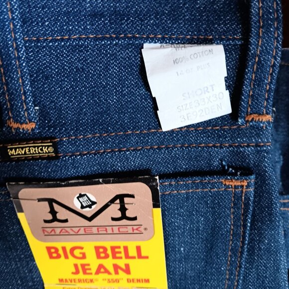 Vintage Men's Bellbottom Jeans 33x30 Maverick Big Blue Bell Deadstock 1970's NEW - Picture 4 of 7